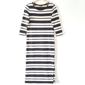 Massimo Dutti Long Striped Quarter Sleeve Dress S.